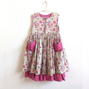 Vtg Y2K Strawberry Shortcake Handmade Dress Pinny Girls Sz 5/6